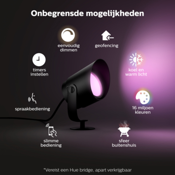 Philips Hue XL-tuinspot Lily zwart - wit en gekleurd licht 15W - LowVolt