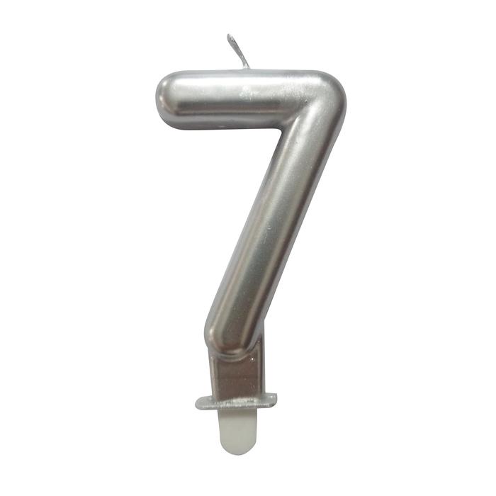 BOUGIE ANNIVERSAIRE CHIFFRE 7 H.7.5CM ARGENT