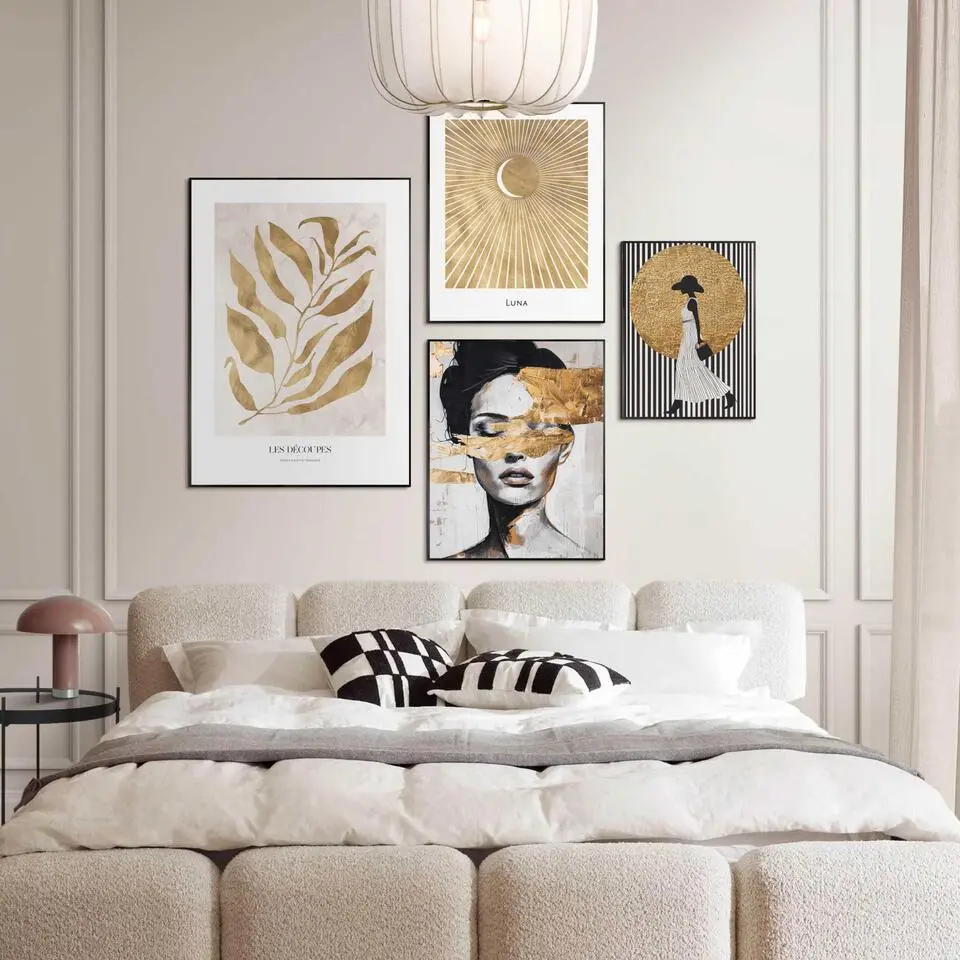 Set poster met lijst - Gouden details
