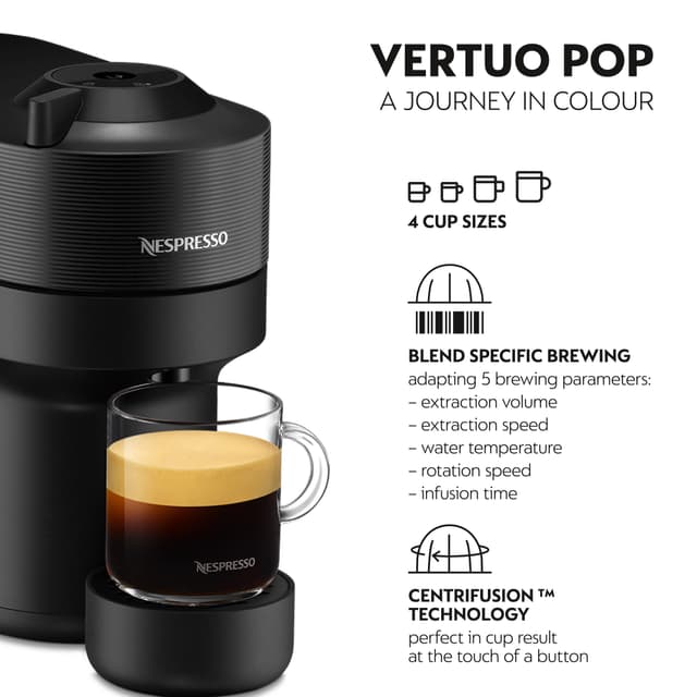 Nespresso Vertuo Pop kaffemaskine fra DeLonghi ENV90.B (sort)