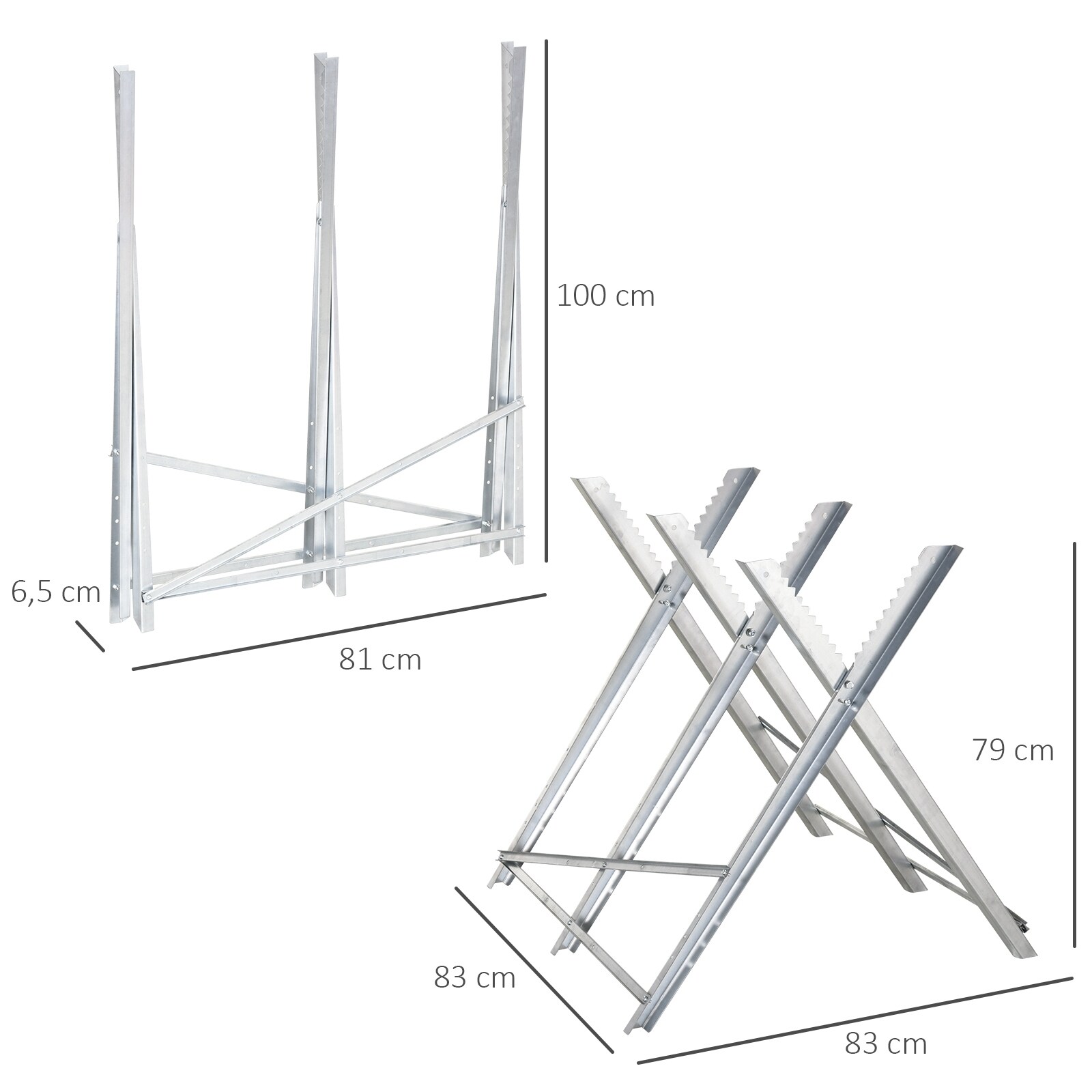 DURHAND Kettensägenbock zusammenklappbar silber 83 x 83 x 79 cm (BxTxH)