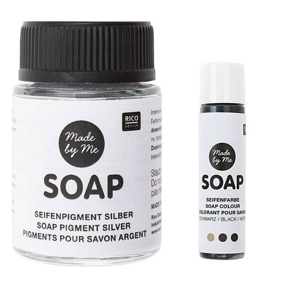 Pigment argenté pour savon 20 ml + colorant noir