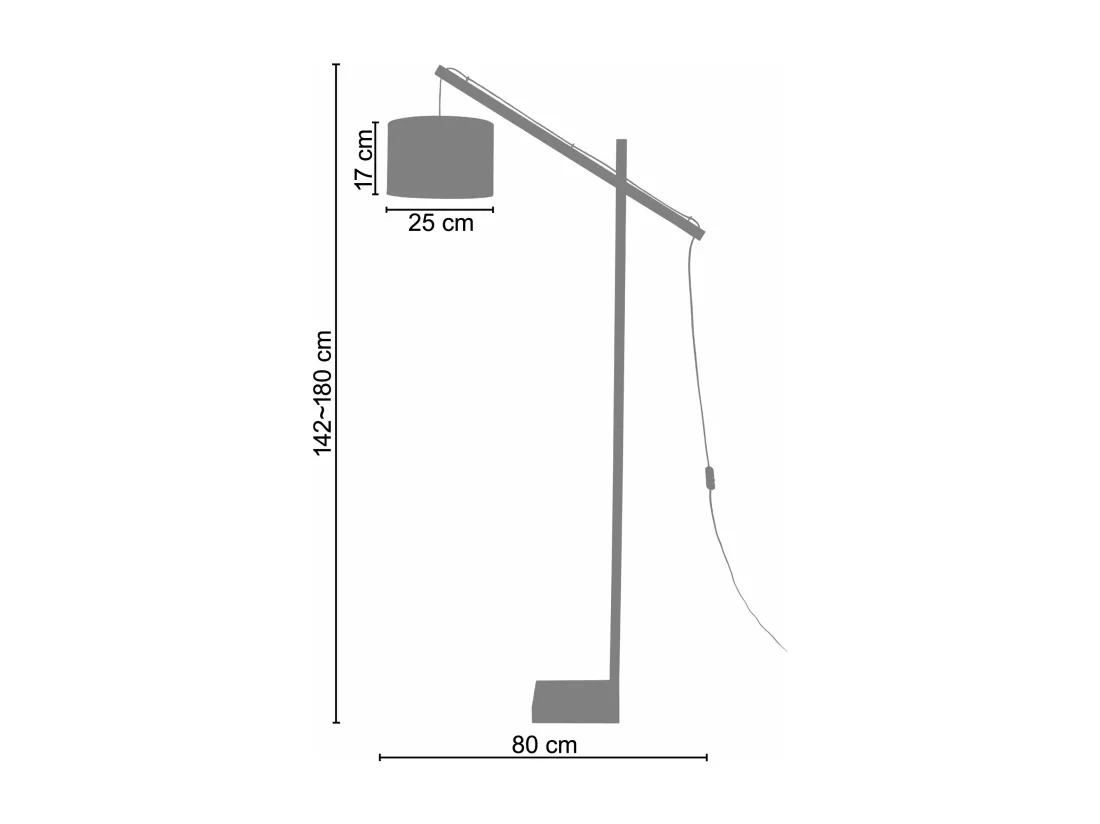 Lampadaire articulé bois ércru180 cm.