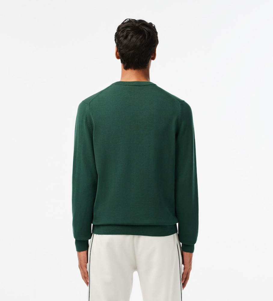 Suéter Lacoste com decote em V, verde