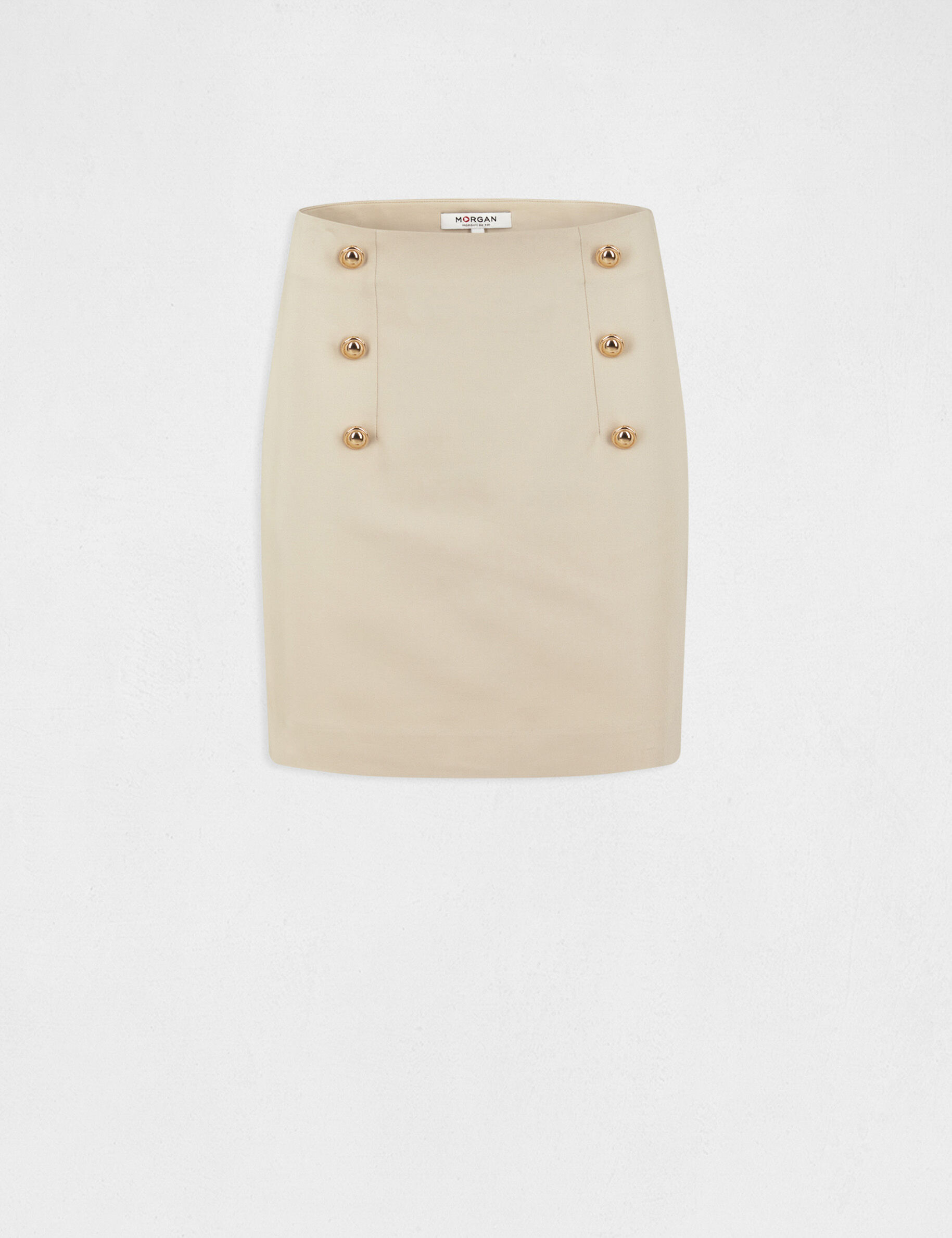 Jupe droite taille haute à ponts ecru moyen femme - ecru_moyen