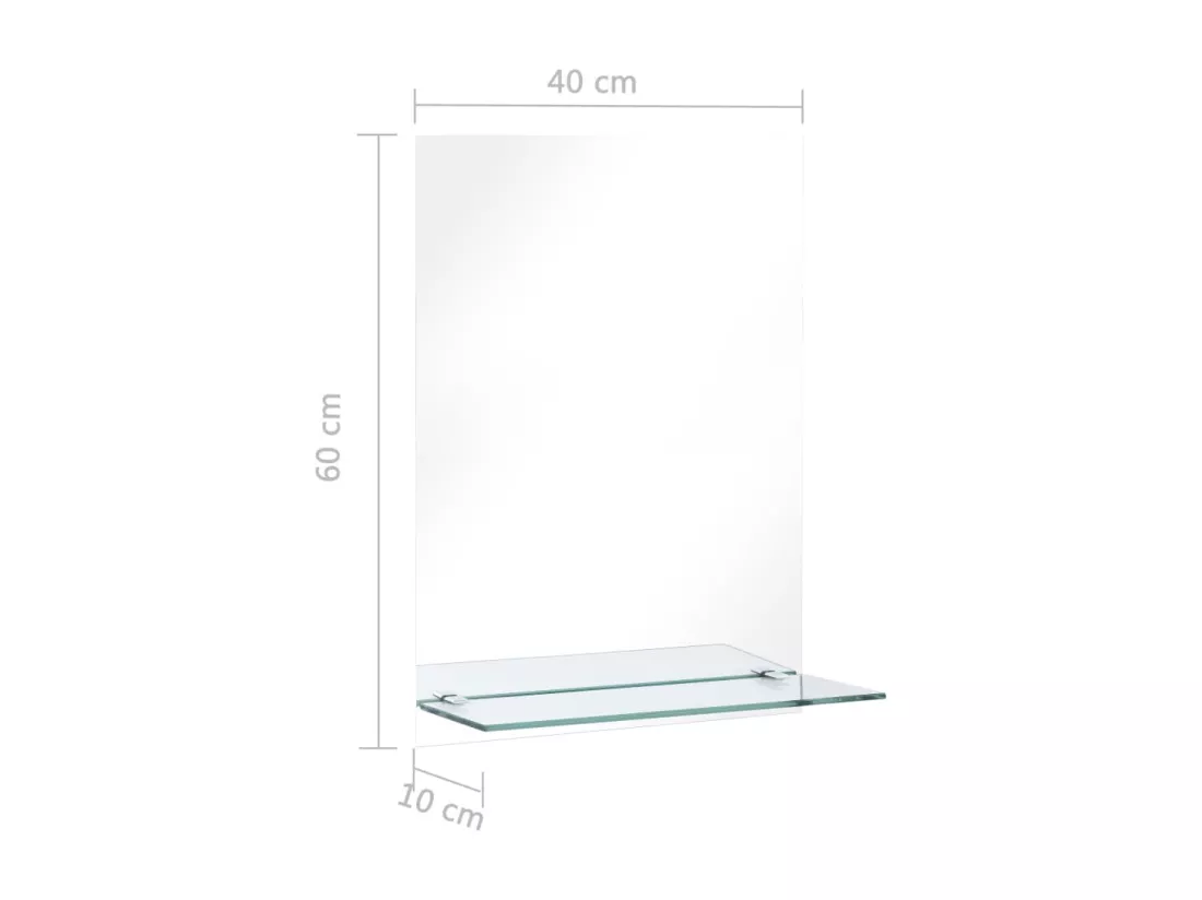 Miroir mural avec étagère 40x60 cm Verre trempé