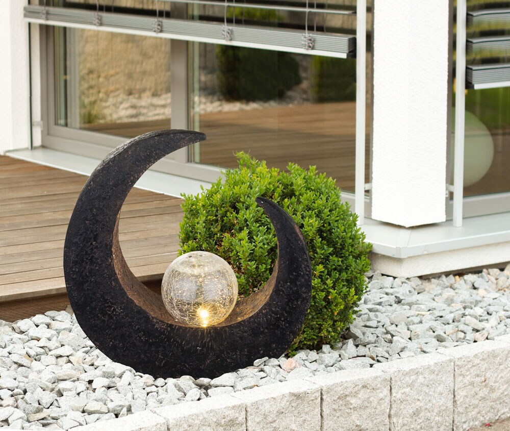LED Mondsichel Solarleuchte mit Glaskugel Höhe 30,5 cm