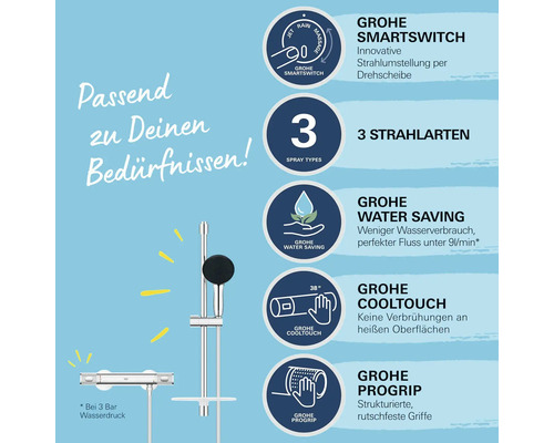 Grohe Quickfix douchemengkraan met thermostaat PRECISION FEEL chroom 34791001