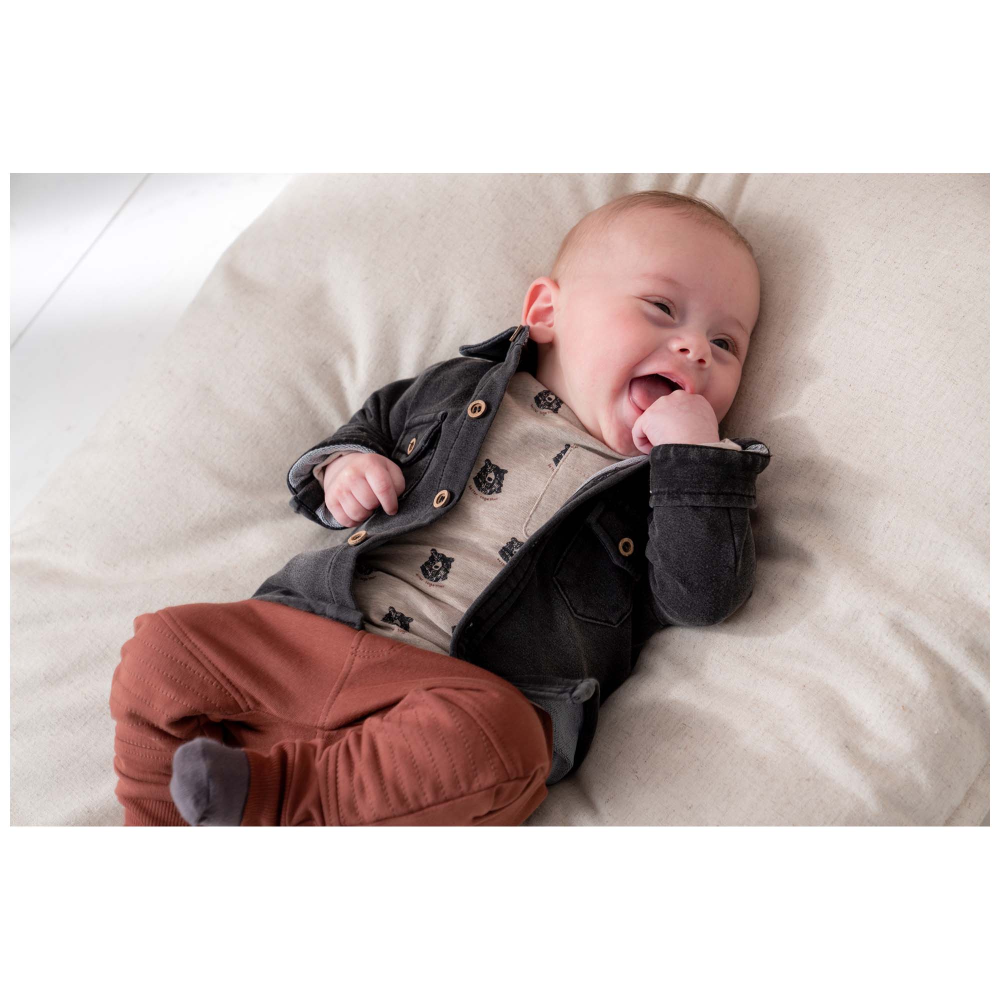 Prénatal baby blouse lange mouwen  grijs