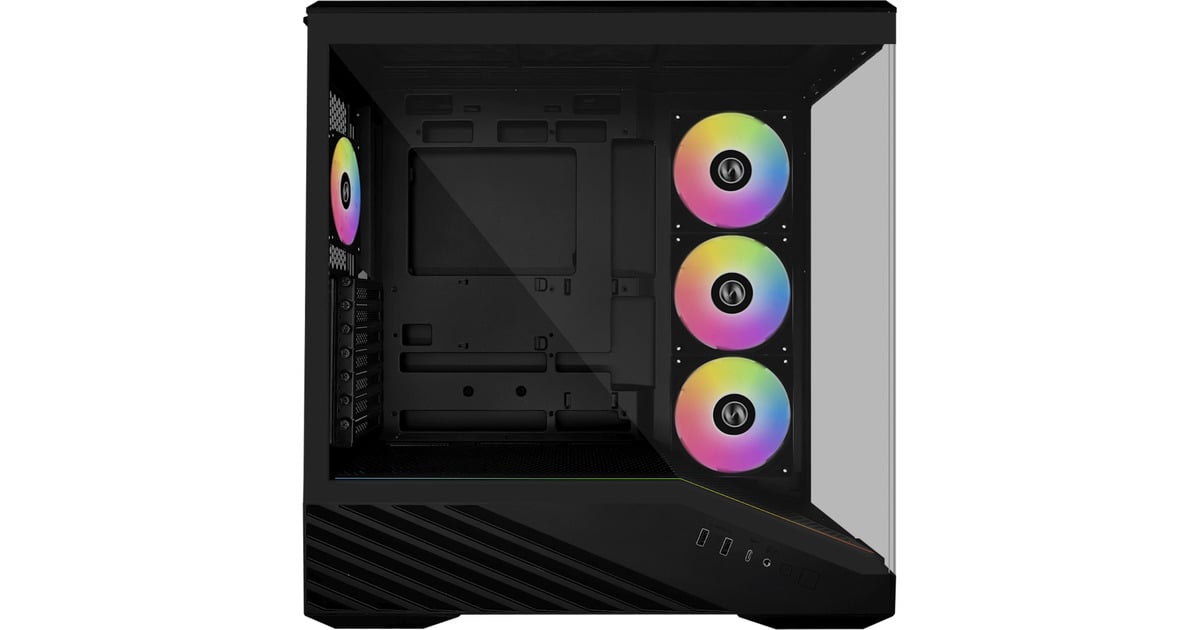 Lian LiVector V100R midi tower behuizing  (Zwart | 2x USB-A | 1x USB-C | RGB | Tempered Glass)