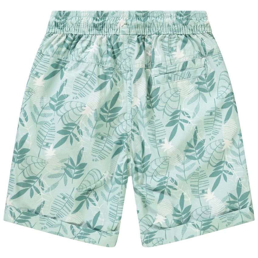 Bermuda en coton imprimé feuilles pour garçon - Bleu