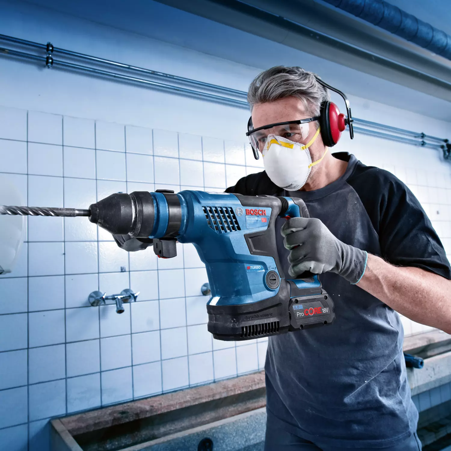 Bosch GBH 18V-34 CF 18V Li-ion accu BiTurbo SDS-Plus boorhamer body in koffer - 5,8J - koolborstelloos