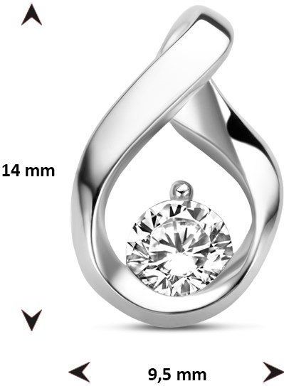 Hanger - Zilver - Gerhodineerd - 925 Zilveren Hanger - Zirkonia - 14x9.5mm