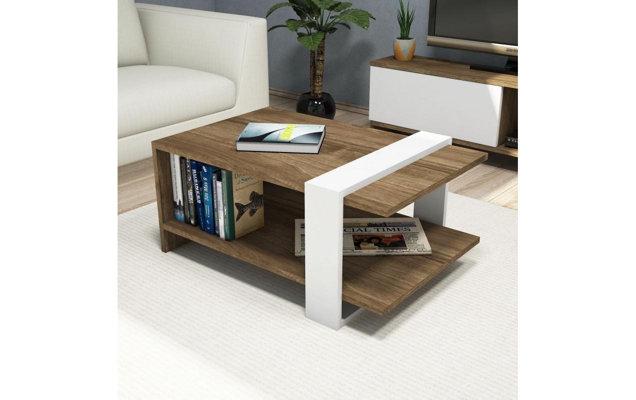 Couchtisch Gaye 80 x 35 x 50 cm, Braun/WeissBeistelltisch