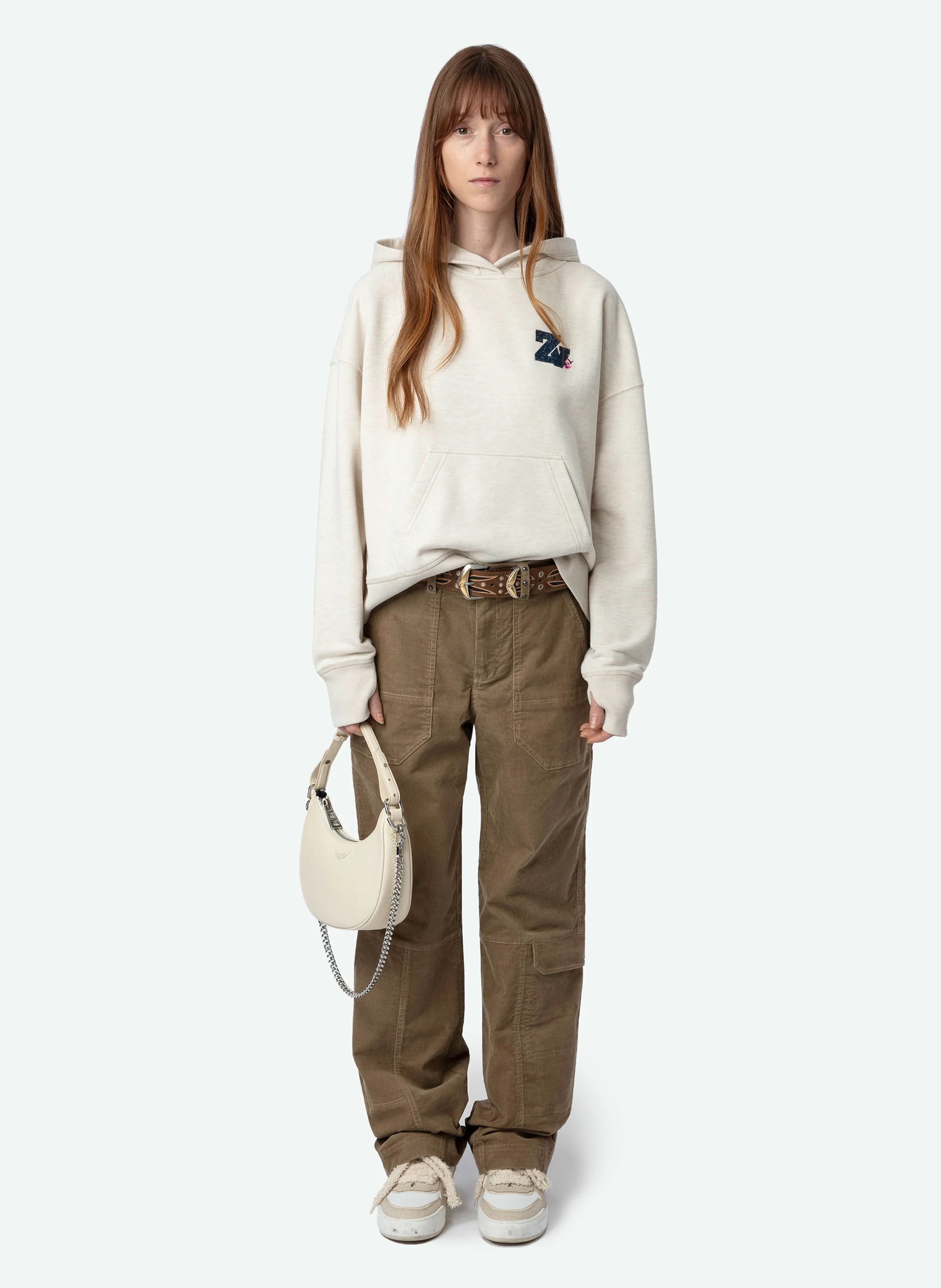 MIA - Sweat à capuche droit en coton bio mélangé | Blanc