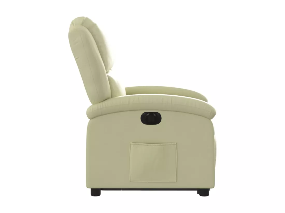 Fauteuil inclinable électrique crème cuir véritable