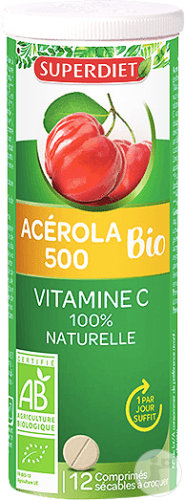 Superdiet Acérola 500 Bio Tube 12 Comprimés A Croquer