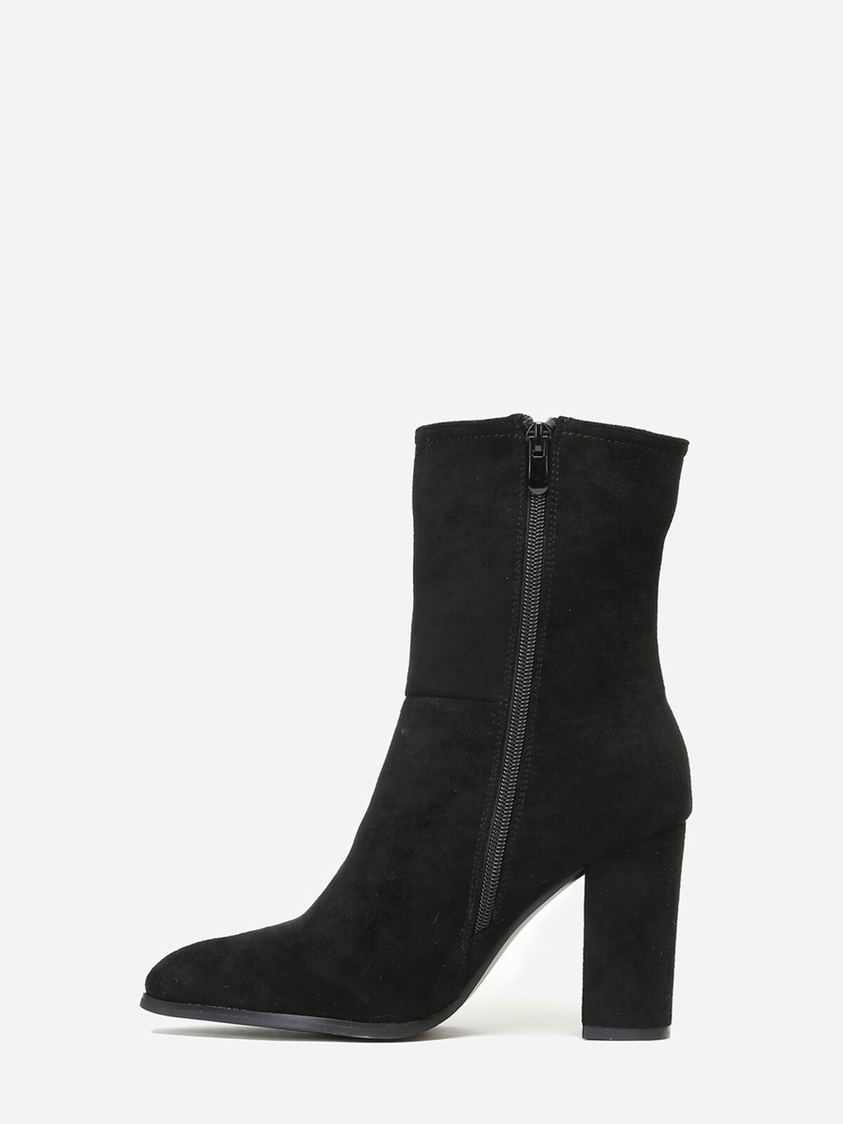 Bottines pointues en suédine- Noir
