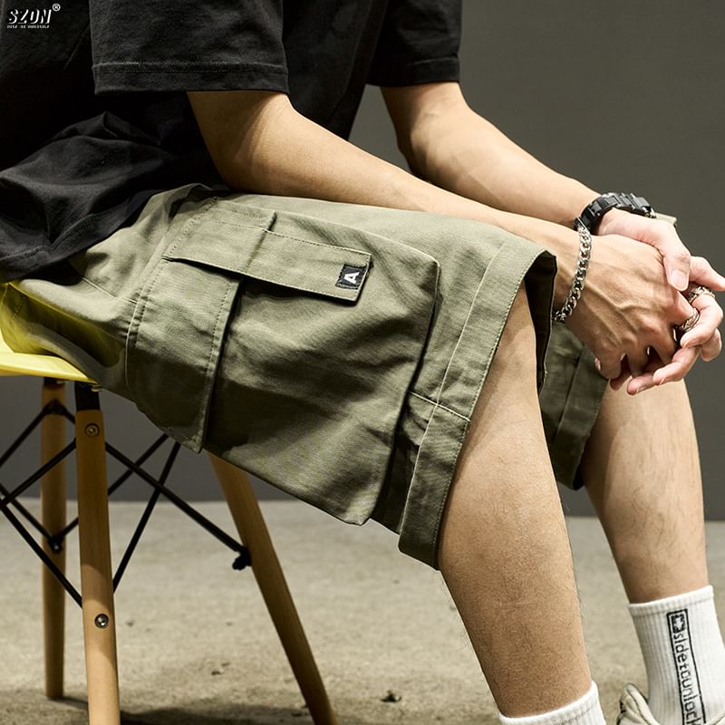 Redsinc - Mid Rise Plain Cargo Shorts