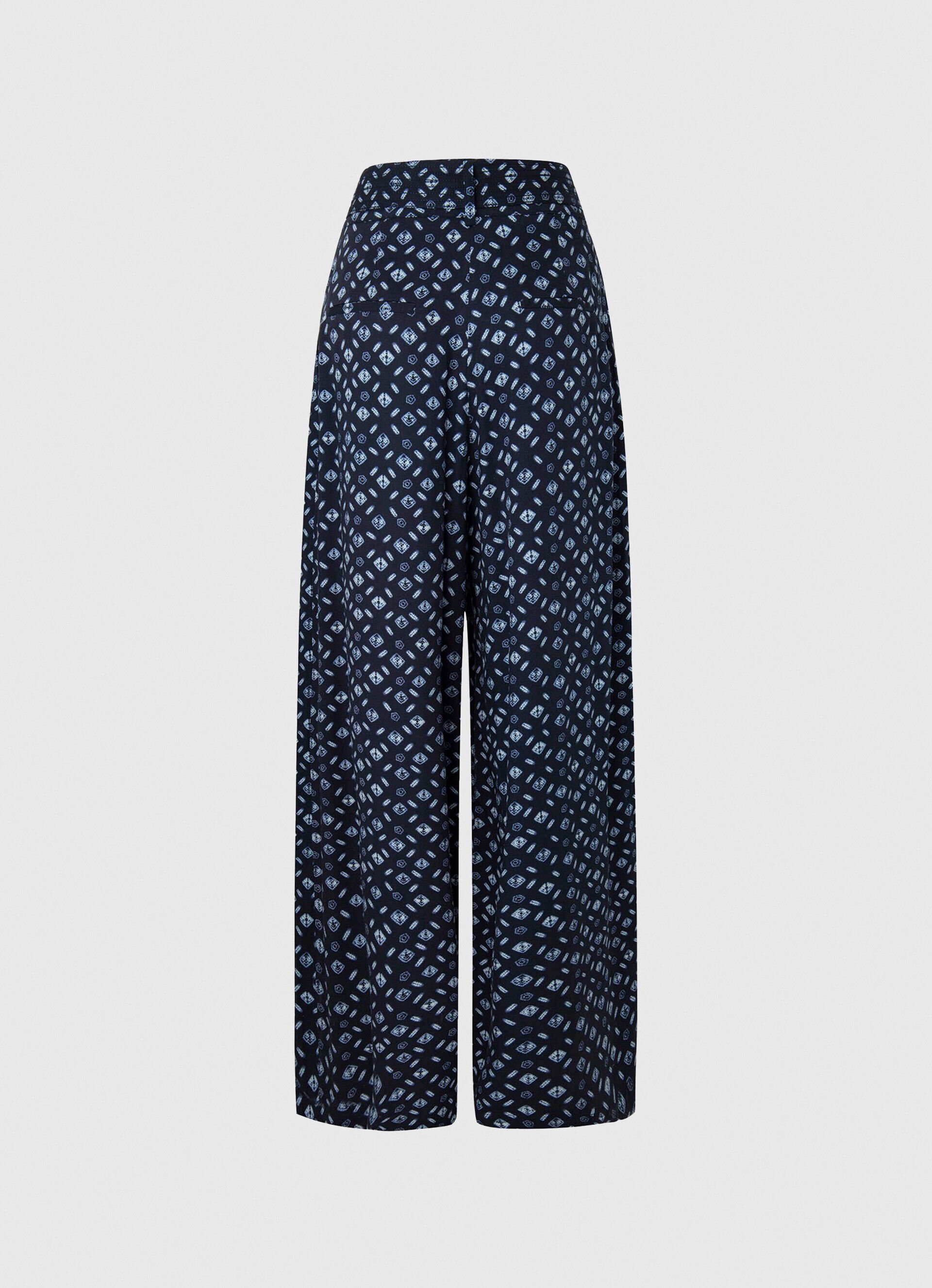 CALÇA ESTAMPADA DE PERNA LARGA - multicolorida