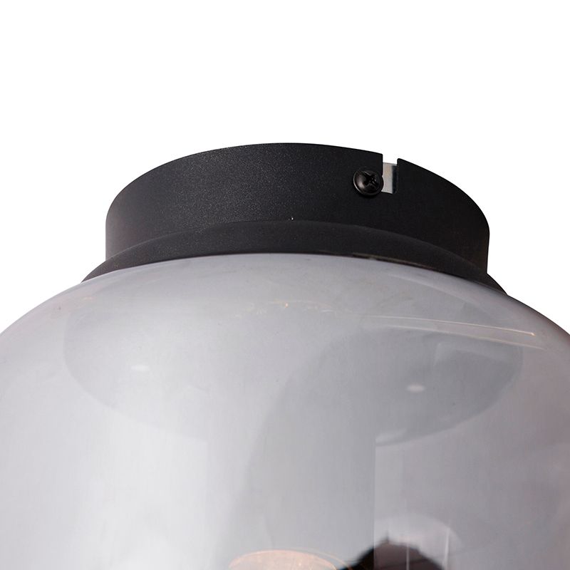 Design plafondlamp zwart met smoke glas - Bliss