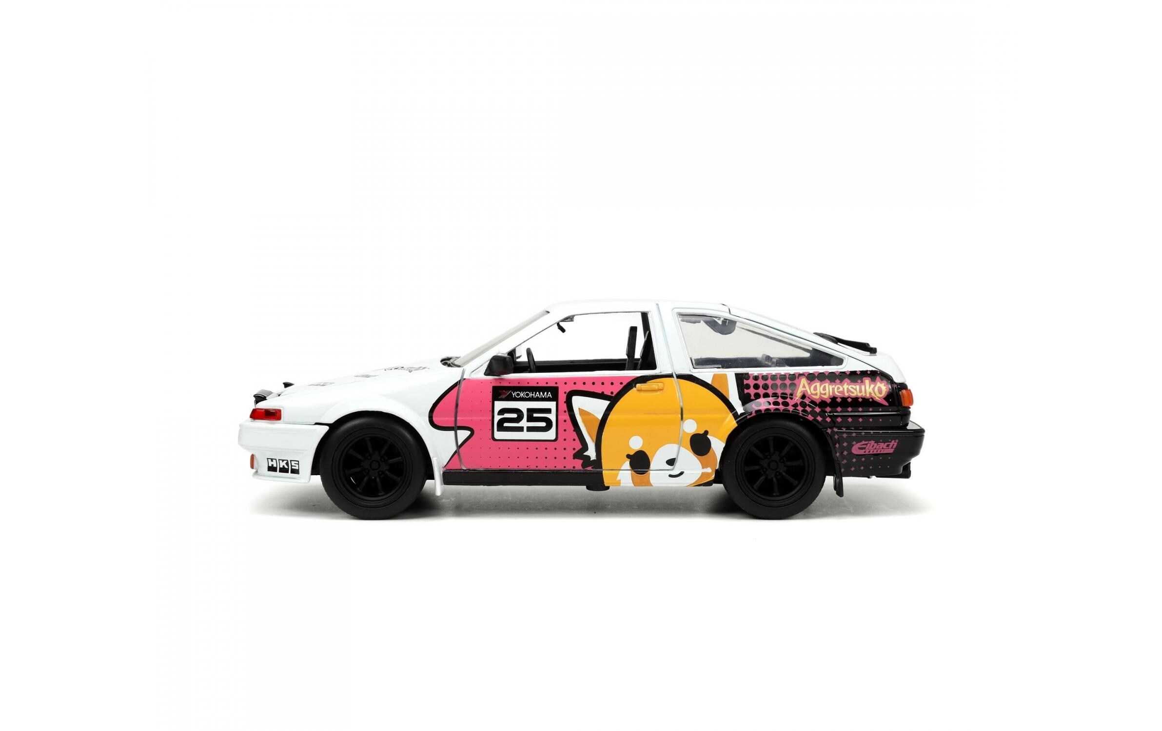 Toyota AE86 Trueno Aggretsuko 1:241986 Toyota Trueno AE86 Modellauto mit Aggretsuko Figur