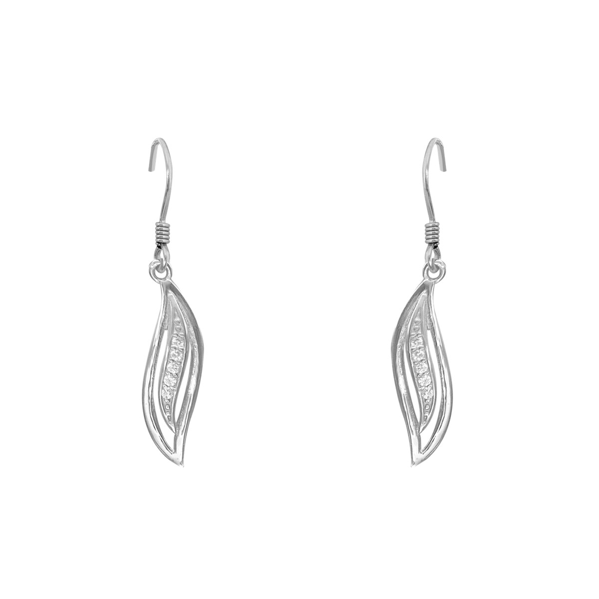 Boucles d'oreilles en argent 925 rhodié avec oxydes de Zirconium