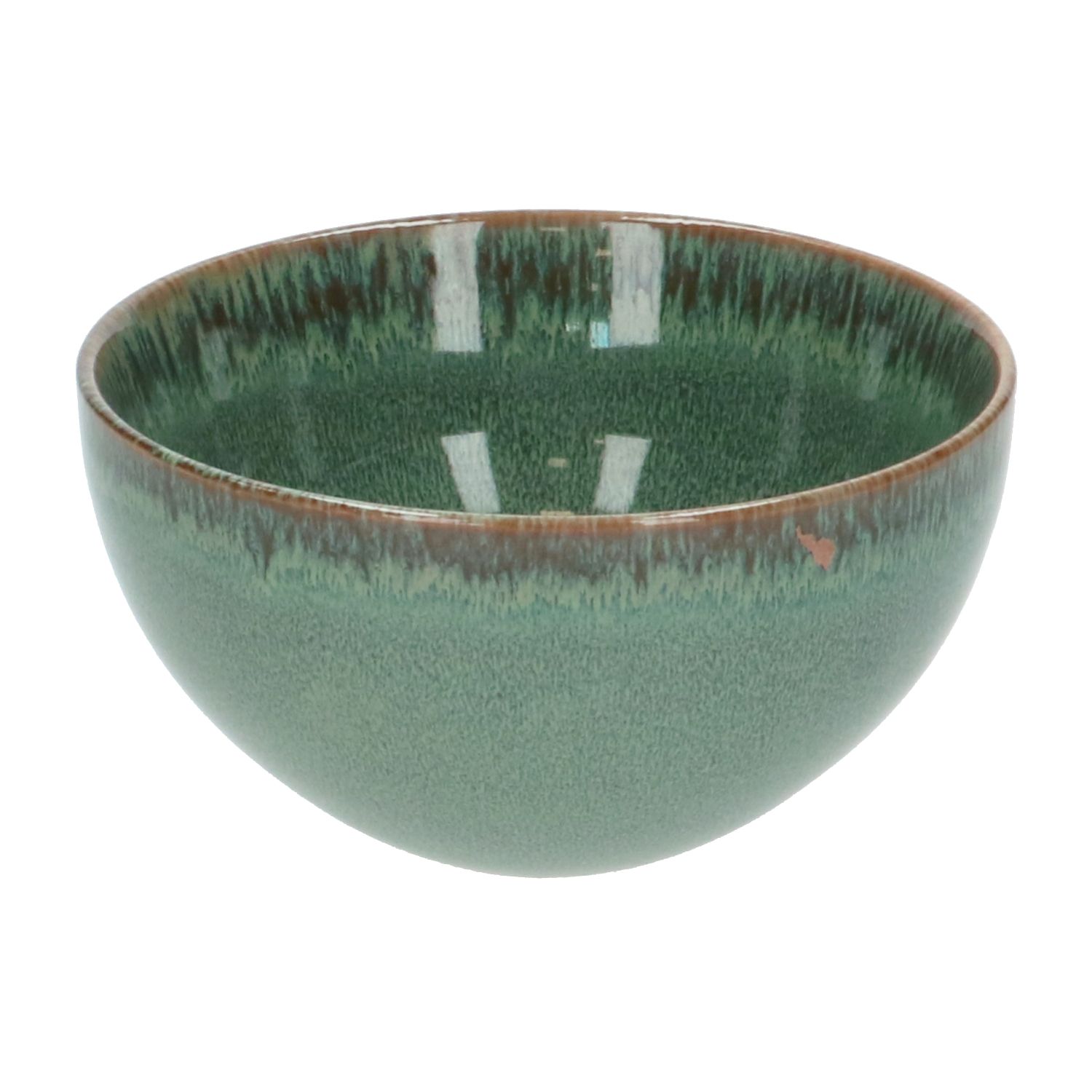 Schaal reactieve glazuur, steengoed, groen, Ø 13,5 cm