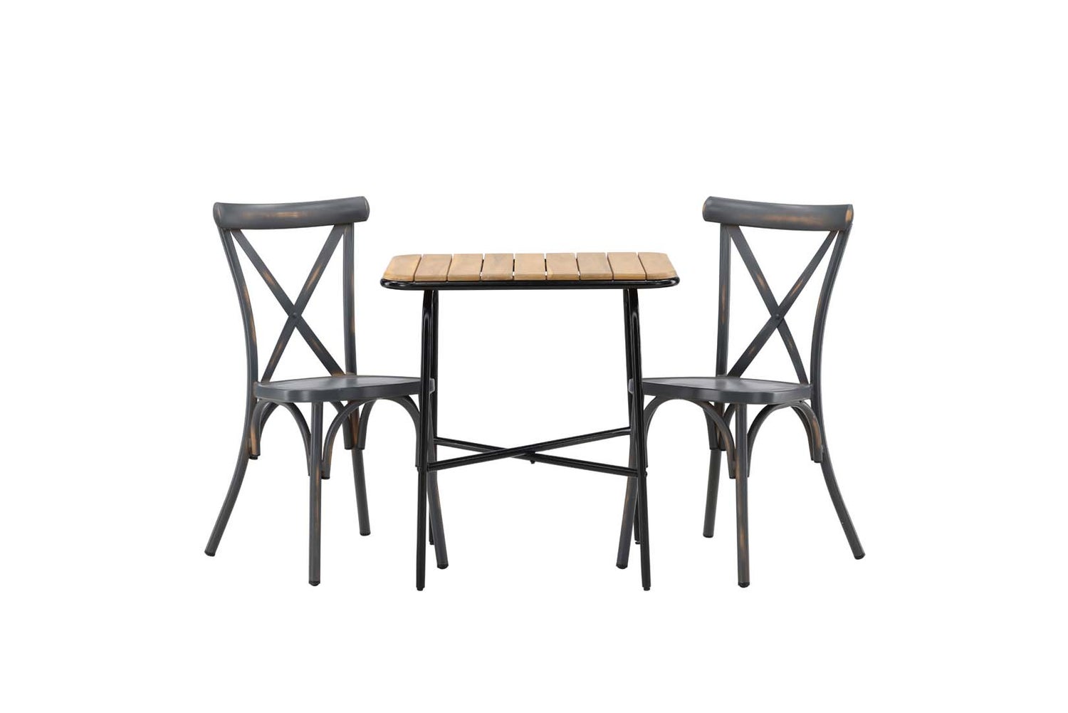 Holmbeck tuinset: tafel, 2 stoelen, naturel en donkergrijs. 88 x 70 x 74 cm