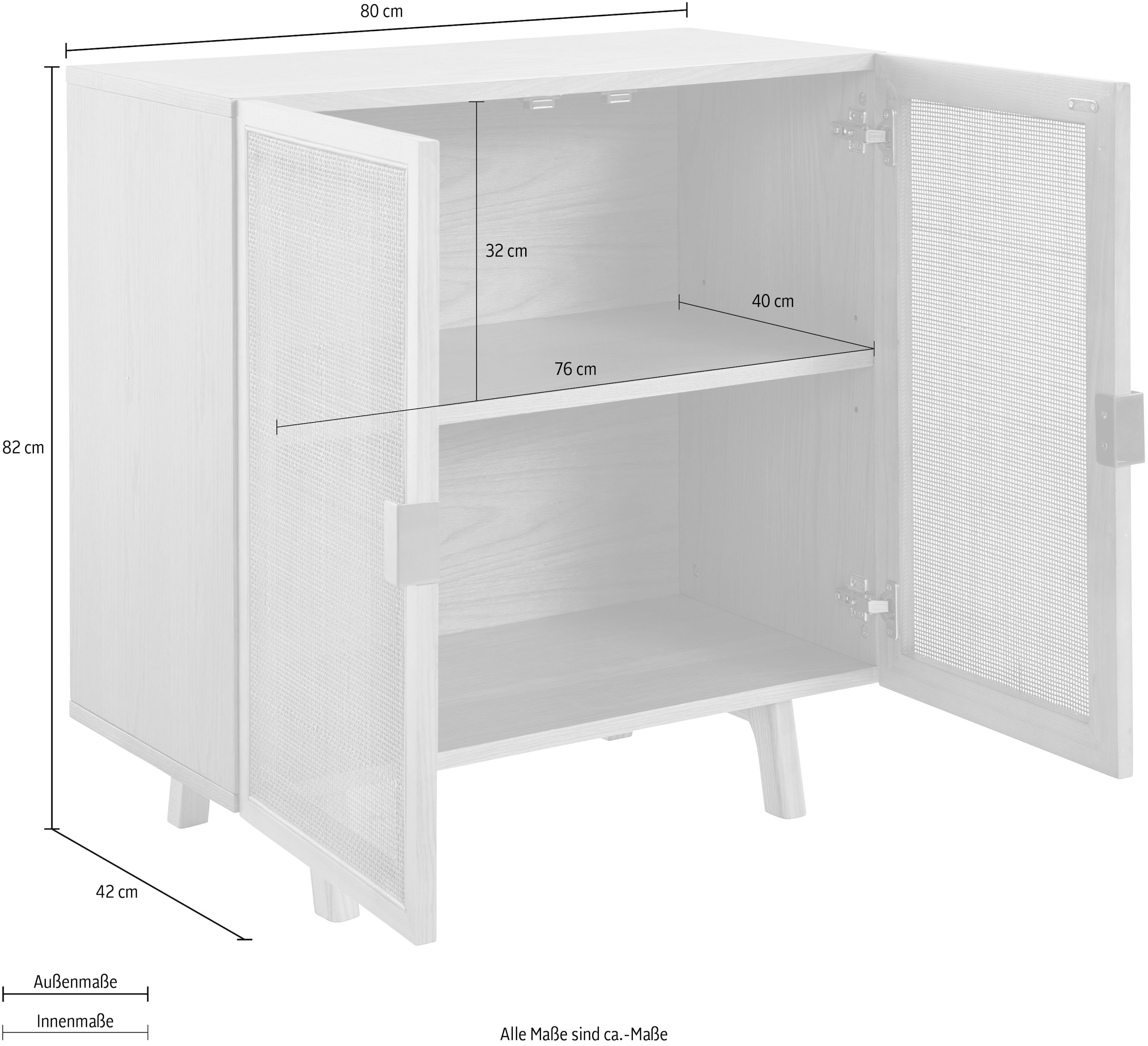 LeGer Home by Lena Gercke Kommode »Lina, TOPSELLER!, OTTOs Choice« TOPSELLER! Viel Stauraum,  Mit Rattan Einsatz, 2 Innenfächer, teilmassiv