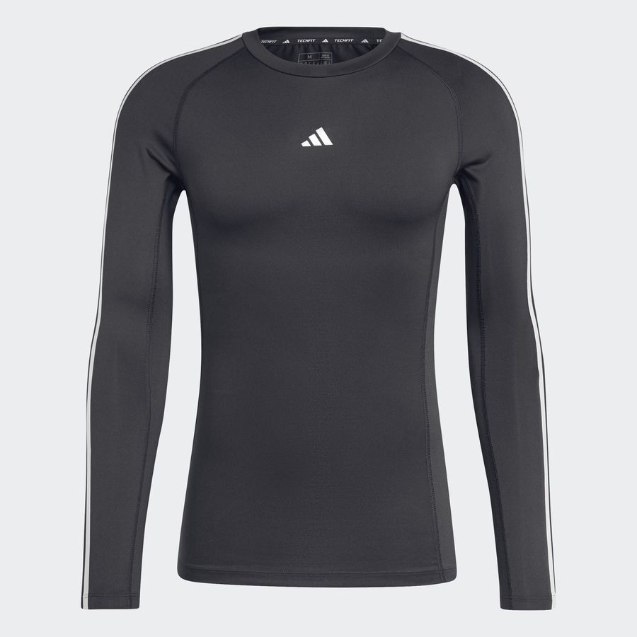 Adidas T-shirt manches longues compression 3 bandes Techfit Training