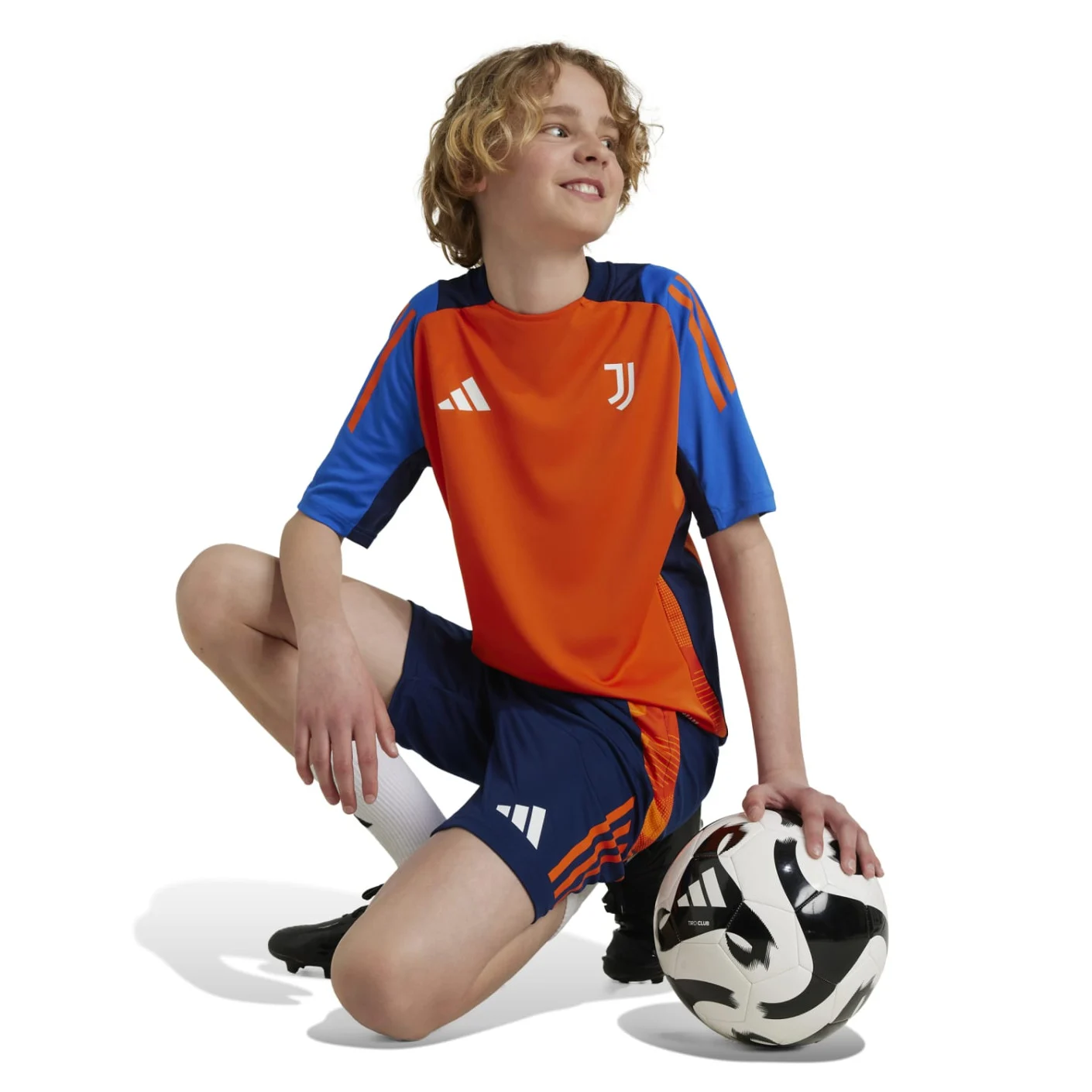 Adidas Juventus Trainingsshirt 2024-2025 Kids Oranje Blauw Wit