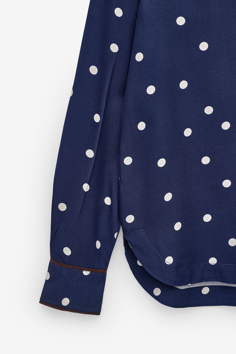 CAMISA POLKA DOTS COM FITA EM CONTRASTE