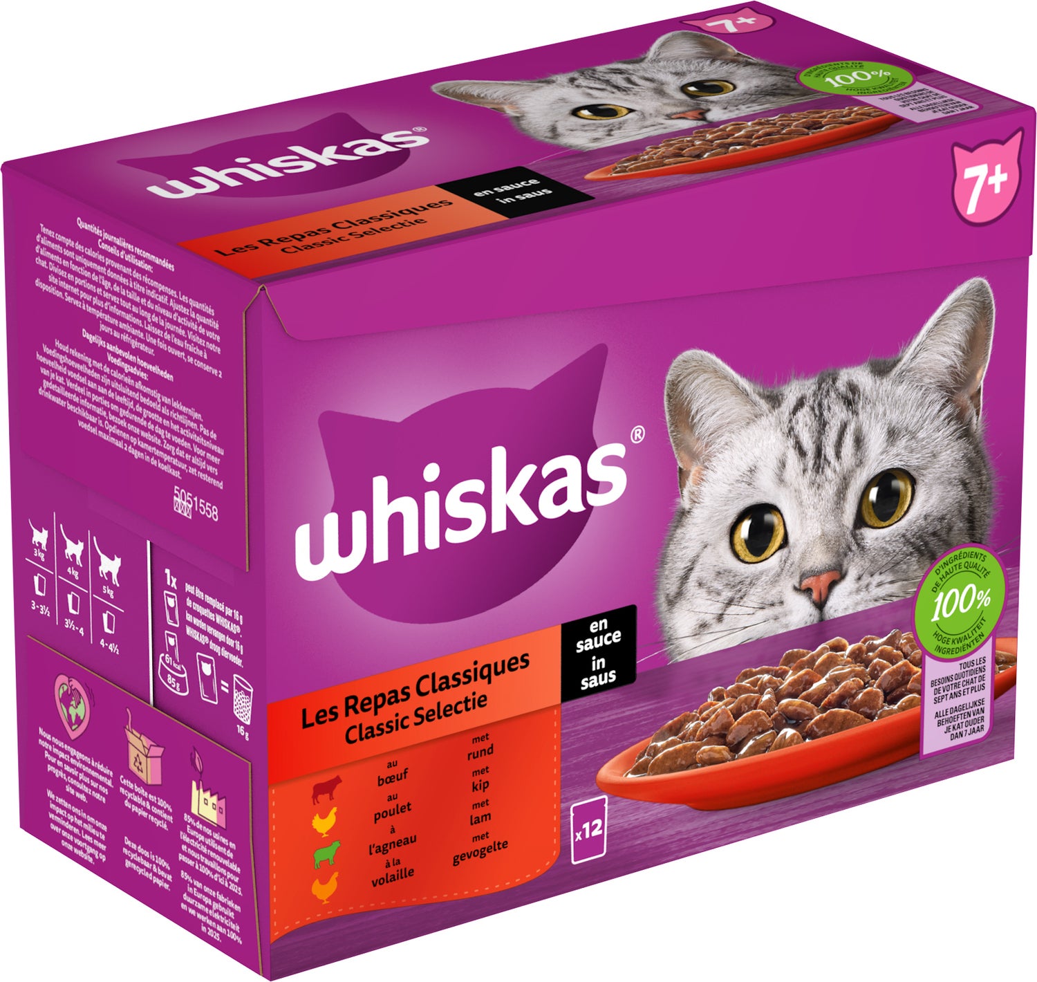 Whiskas kattenvoer in saus Classic Selectie senior 85 g 12 stuks