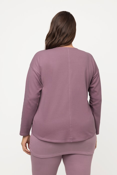 Yoga-Shirt, drapiert, V-Ausschnitt, Langarm, Biobaumwolle