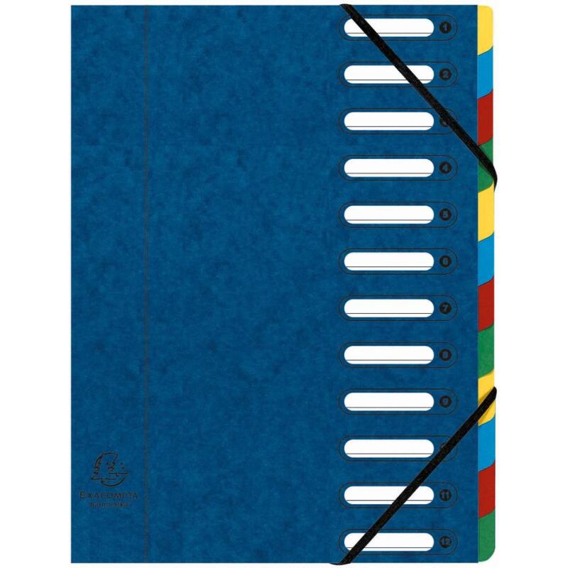 Trieur HARMONIKA® à fenêtres avec élastiques véritable carte lustrée 12 compartiments