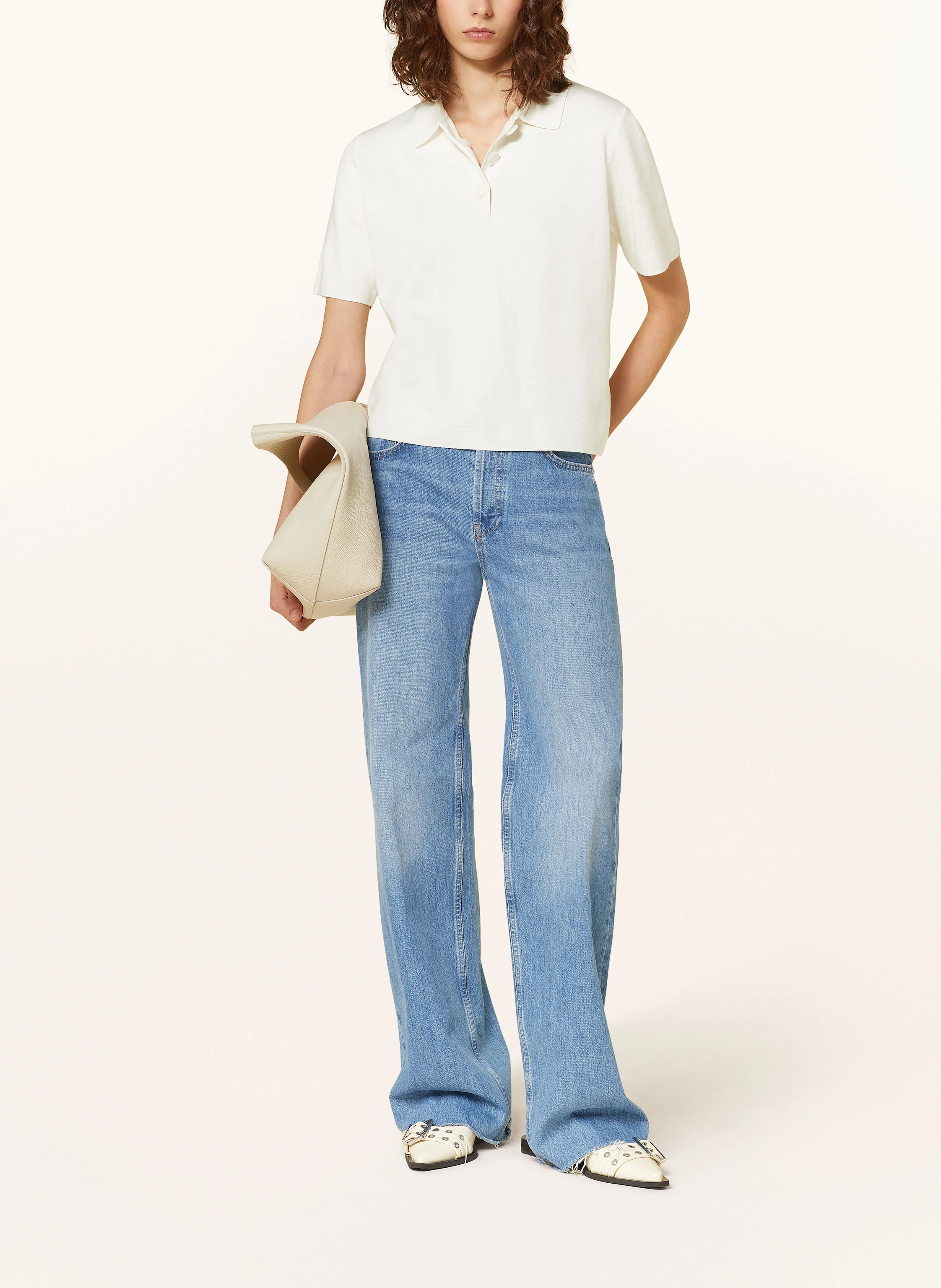 MRS & HUGS Strick-Poloshirt mit Leinen