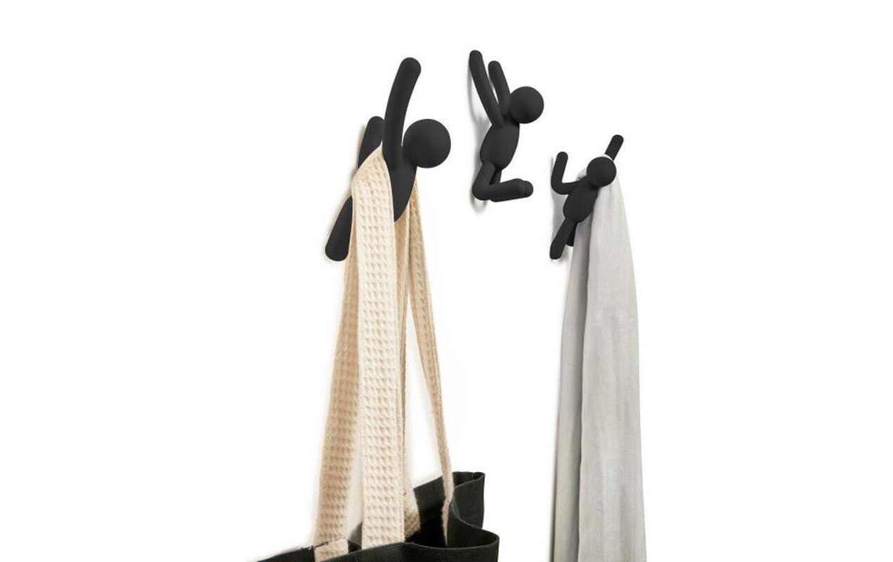 Wandhaken Buddy Schwarz, KunststoffWand-Kleiderhaken