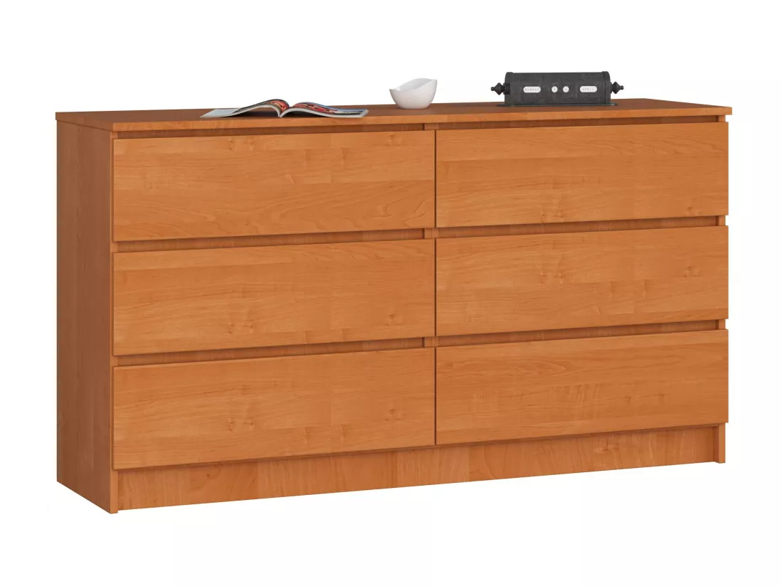 Commode AKORD K140 Aulne 138 cm 6 tiroirs façade Aulne 138x40x77 cm