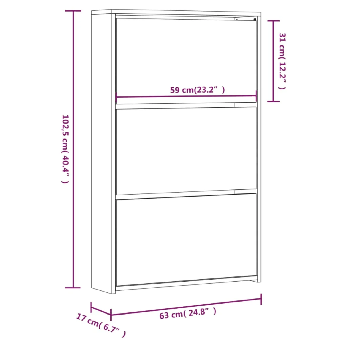 VidaXL Armoire à Chaussures Miroir