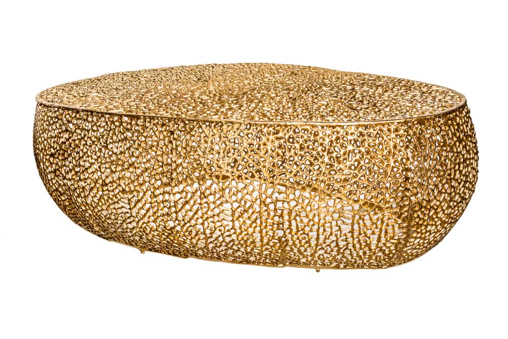Design Couchtisch LEAF 130cm gold Metall-Aluminium-Legierung handmade