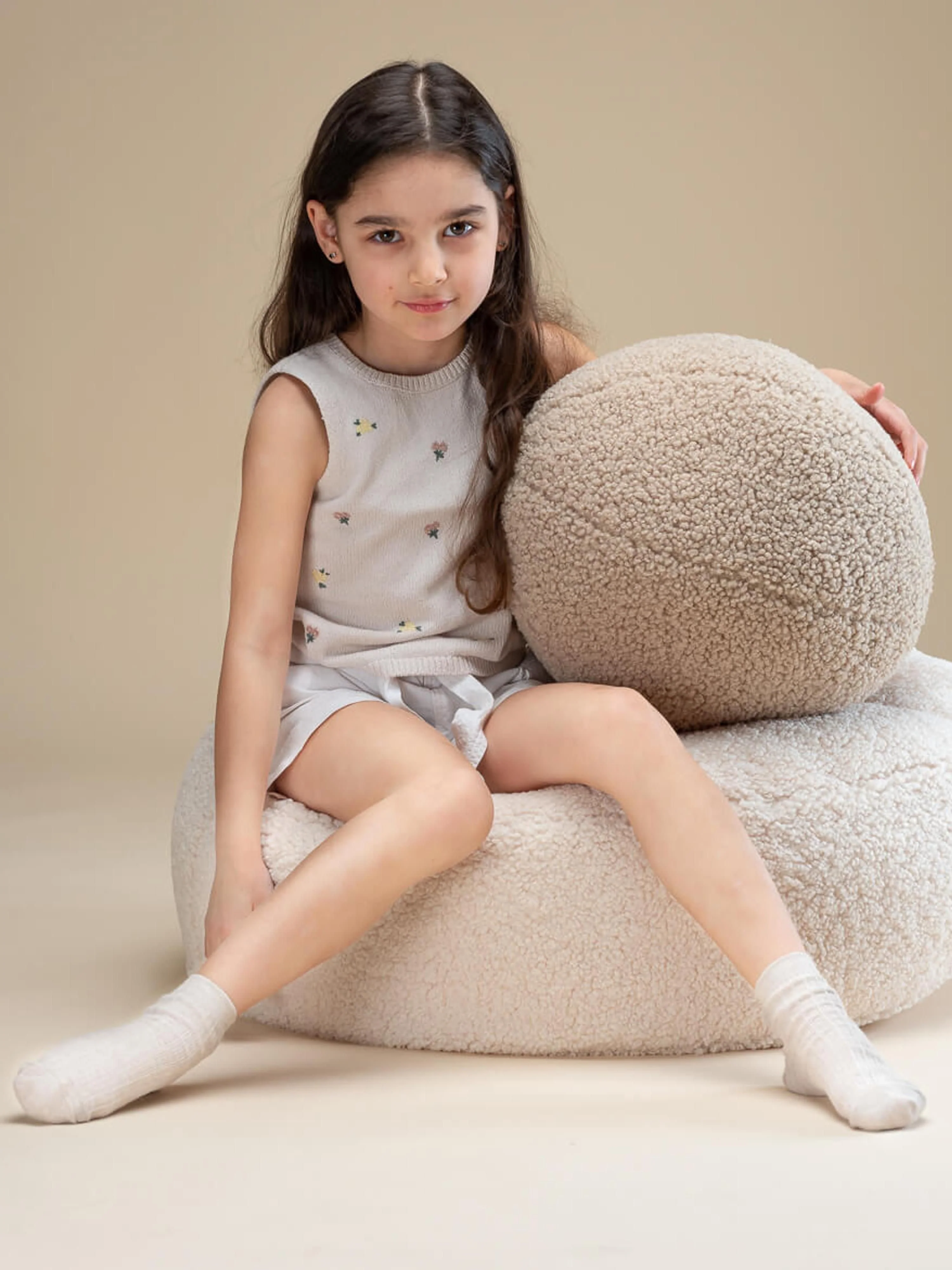 Kinderen teddy poef Sugar, Ø 65 cm