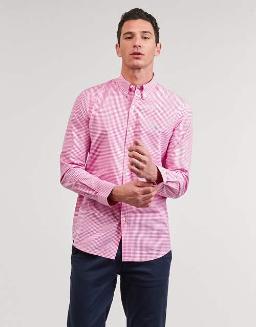 Polo Ralph Lauren - CHEMISE AJUSTEE SLIM FIT EN POPELINE RAYE Rosa / Blanco / Resorte / Rosa