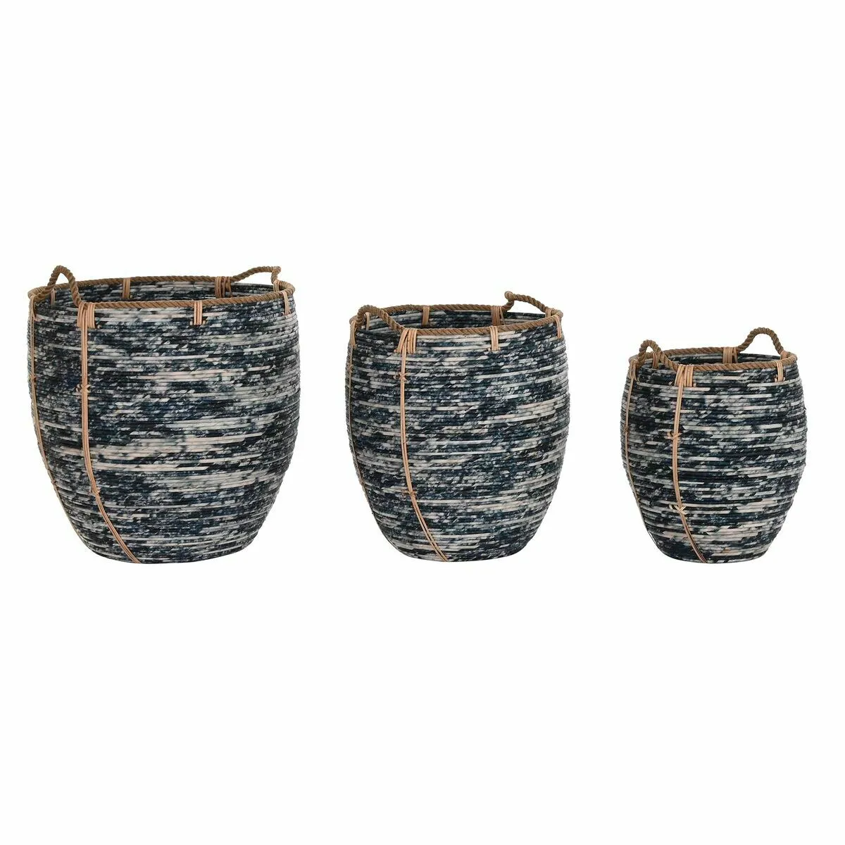DKD Home Decor Set de paniers - Blanc/Noir
