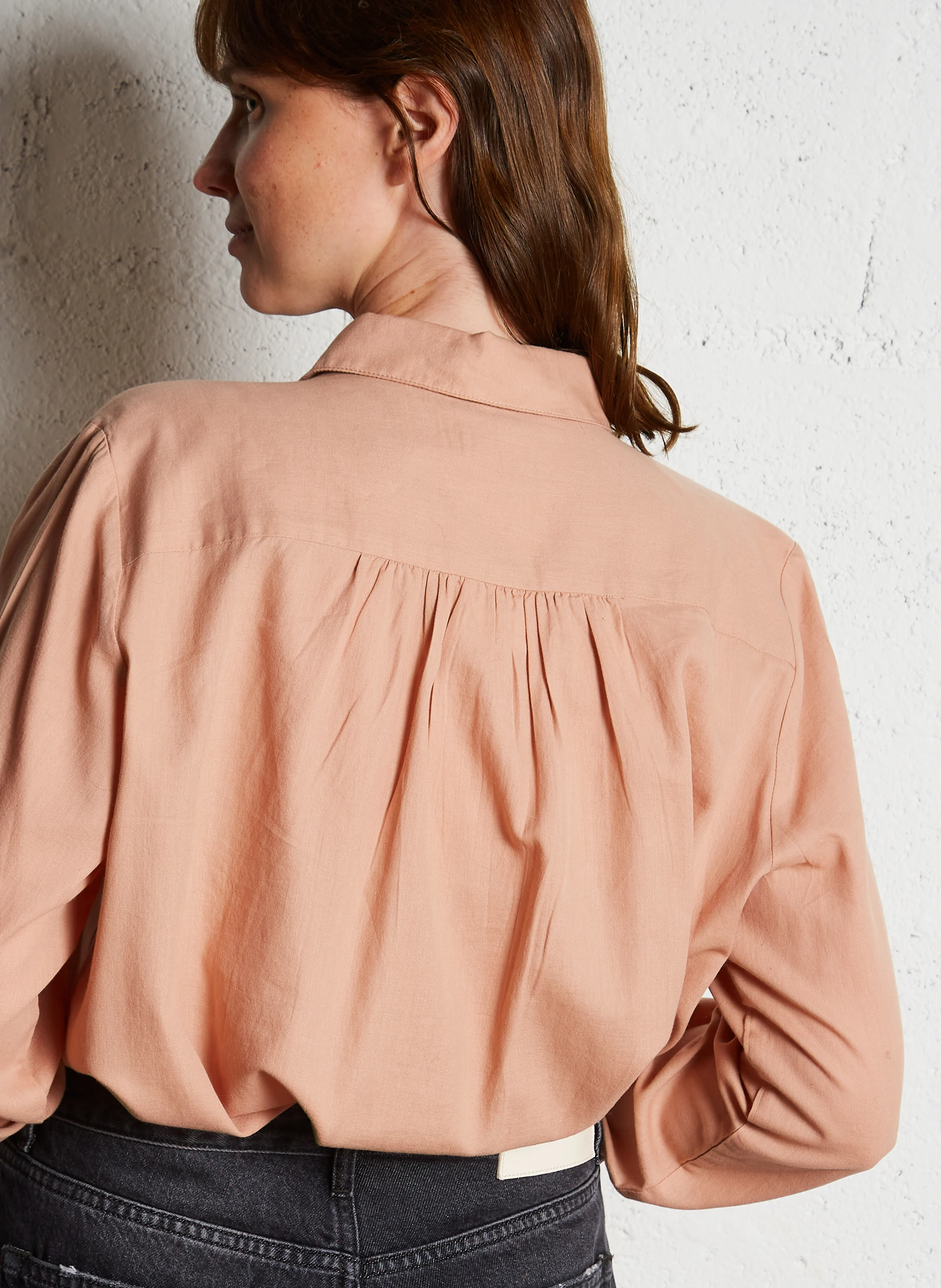 RUDEON - Blouse col chemise en coton| Rose