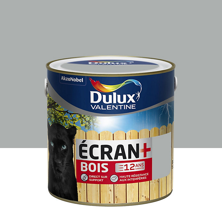 Peinture extérieure bois Ecran+ Bois Dulux Valentine satin gris franc 2L