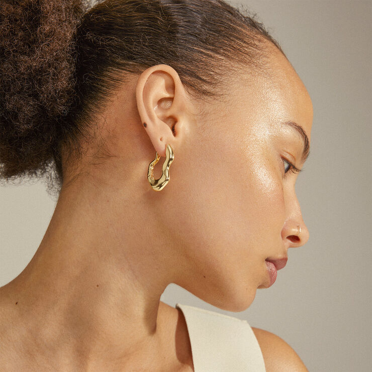 Pilgrim LOULIA recycled wavy earrings gold-plated Guld