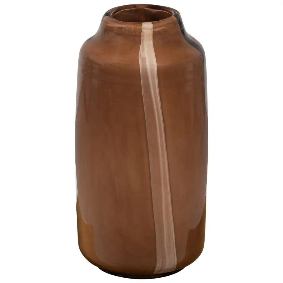 WOOOD Selena Vaas Met Streep - Glas - Bruin - Set van 2
