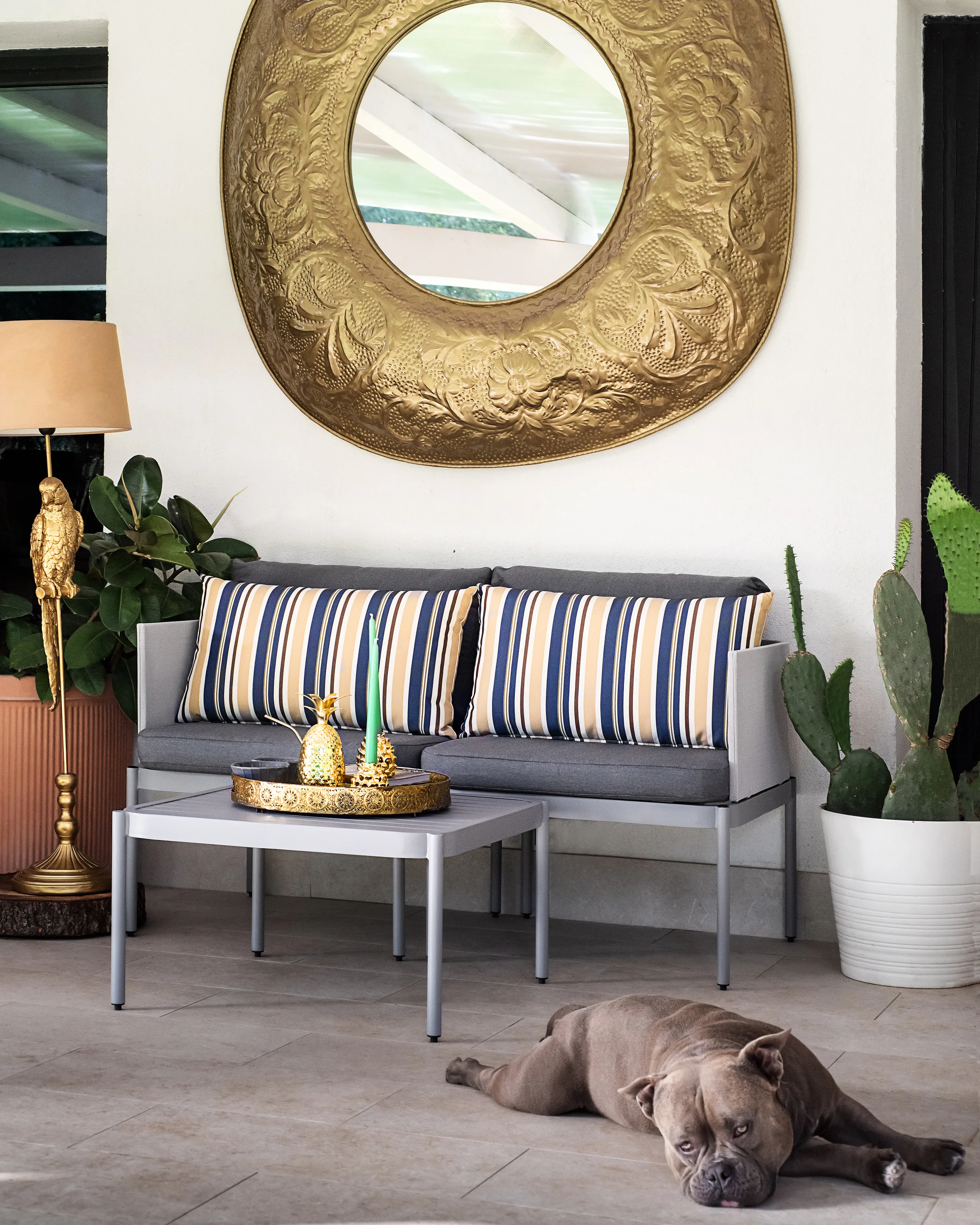 Loungeset met tafel 2-zits TERRACINA Metaal Lichtgrijs