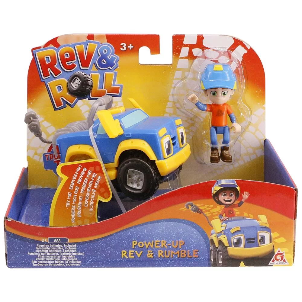 VEHICULE A FONCTION POWER UP + 1 FIGURINE ARTICULEE 8 CM REV&ROLL